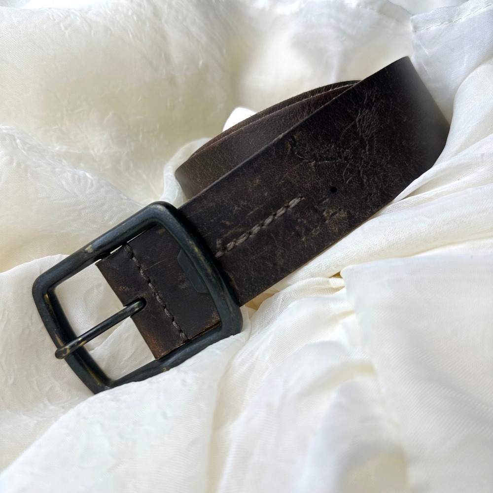 American Eagle Belt Mens 0840 Brown Distressed Leather Vintage Eagle Logo 41 Y2K